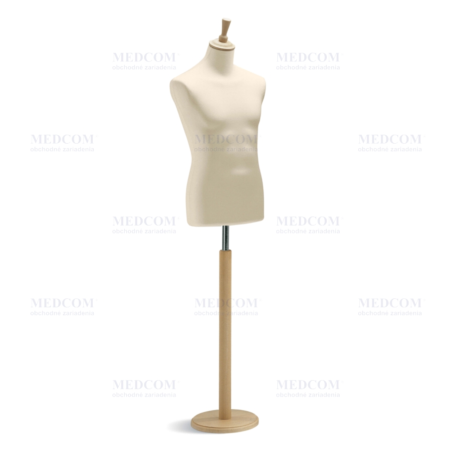 Torso male fabric bust -  beige, plate and head – ash